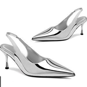 Silver Slingback Heels